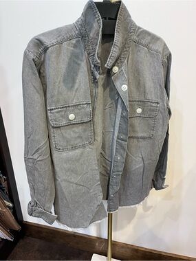 Democracy Gray Washed Lightweight Utility Shirt Jacket